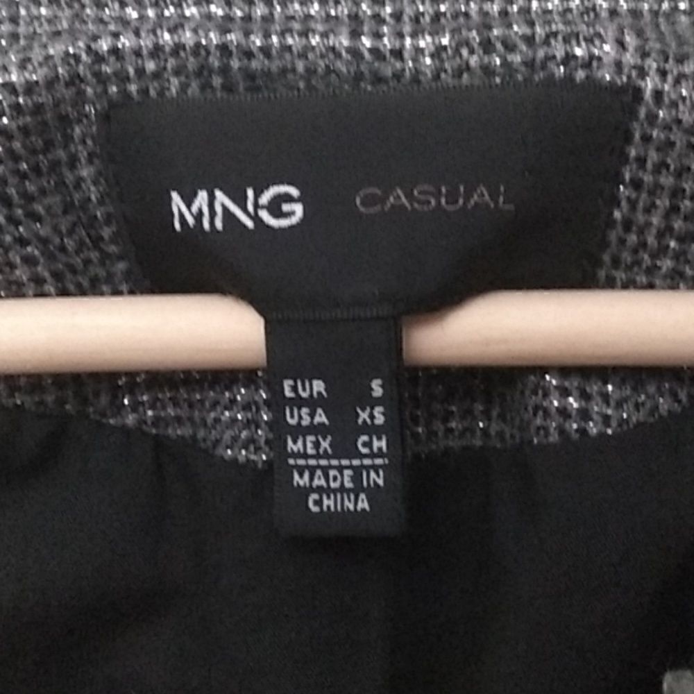 MNG Casual Black & Silver Moto Tweed Jacket XS - Picture 4 of 8